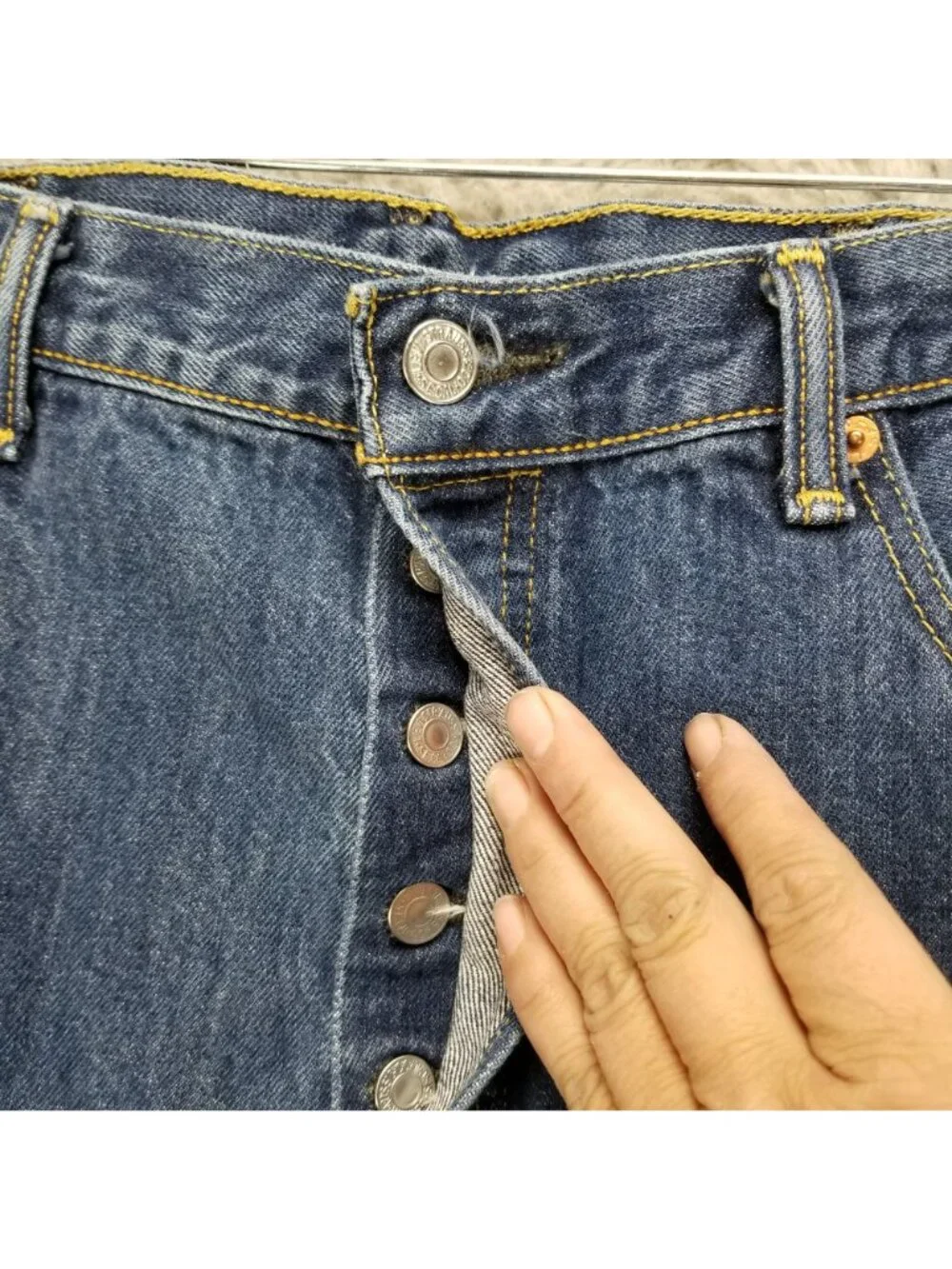 Levis Jeans Mens 38x30 Blue 501 Cotton Denim Button Fly Classic Straight *Read*